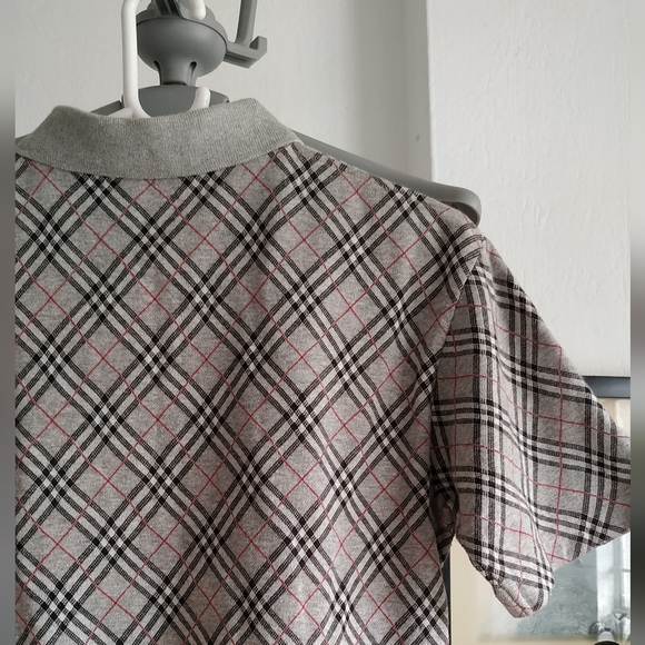 Authentic Burberry Plaid Polo Shirt with gold Burberry button's - Picture 4 of 10